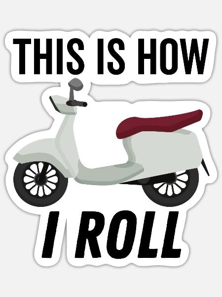 So rolle ich Moped - Sticker Größe S (10 x 10 cm) - Mattweiß