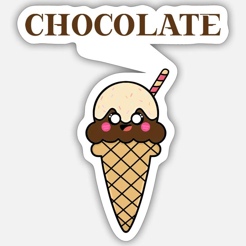 Schokolade Eis Chocolate Geschenkidee Schokoeis - Sticker Größe S (10 x 10 cm) - Mattweiß