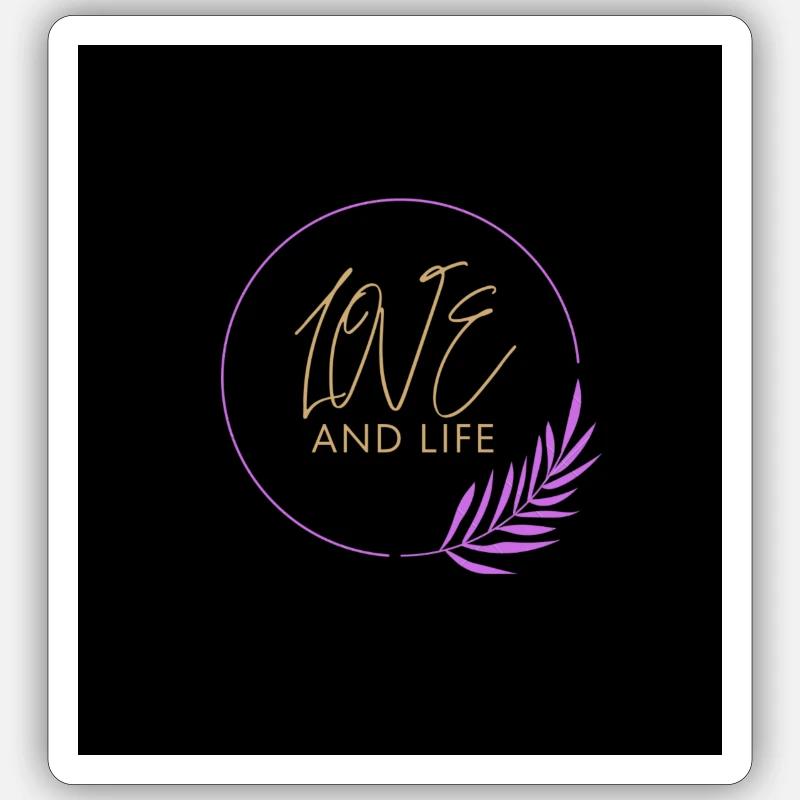 Amour et vie - Sticker taille S (10 x 10 cm) - blanc mat