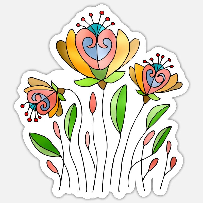 Fleur - Sticker taille S (10 x 10 cm) - blanc mat