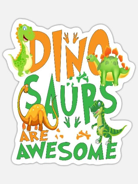 Dinosaurier Kinder T Shirt Design - Sticker Größe S (10 x 10 cm) - Mattweiß