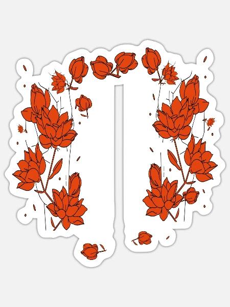 Rote Blumen - Sticker Größe S (10 x 10 cm) - Mattweiß