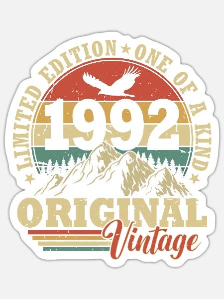 Original 1992 Jahrgang Vintage Geburtstag Geschenk - Sticker Größe S (10 x 10 cm) - Mattweiß