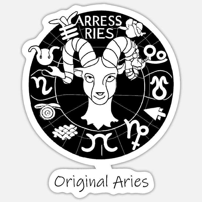 Sternzeichen Widder 001 schwarz - Sticker Größe S (10 x 10 cm) - Mattweiß