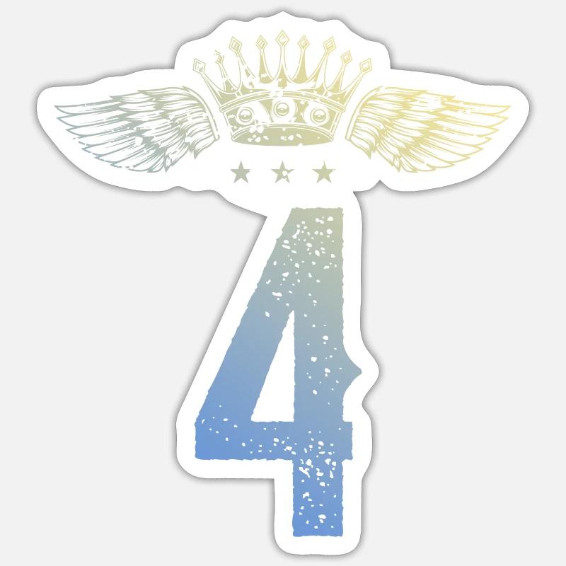 4 Number crown - Sticker size S (10 x 10 cm) - white matte