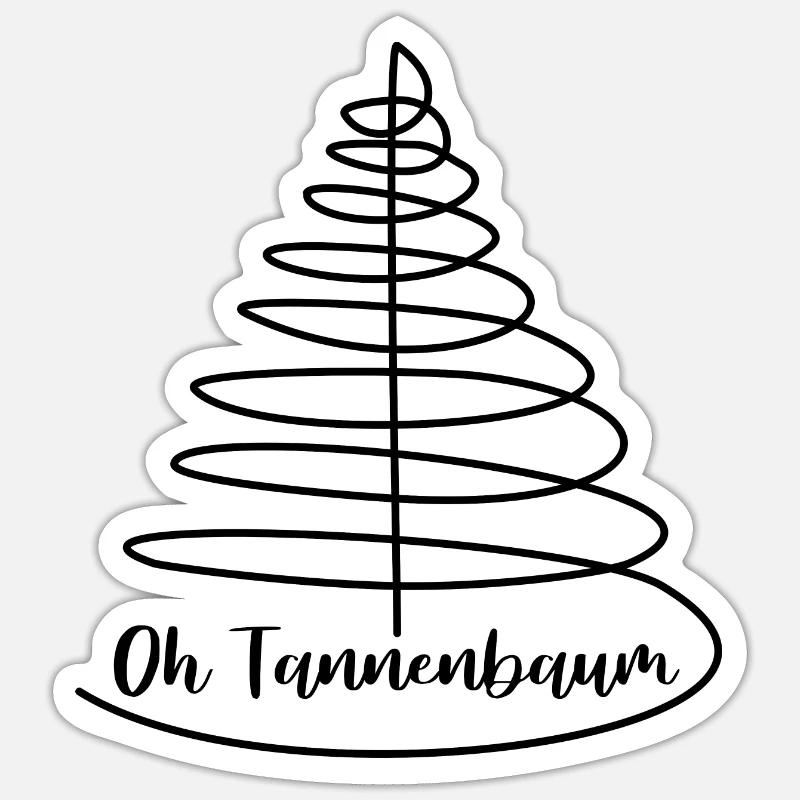 Oh Tannenbaum Lineart Design - Sticker Größe S (10 x 10 cm) - Mattweiß