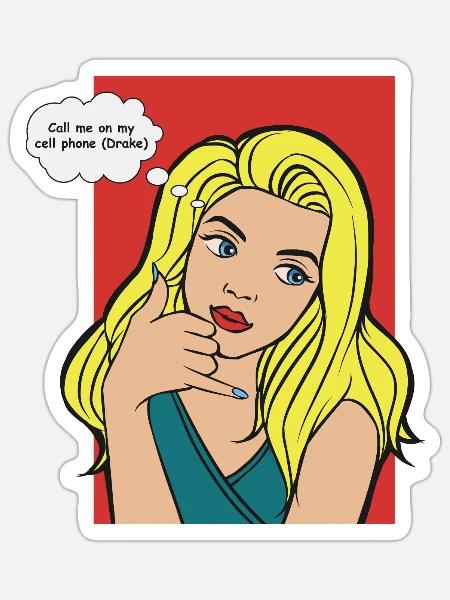 Pop-Art Blond mit Denkblase - Sticker Größe S (10 x 10 cm) - Mattweiß