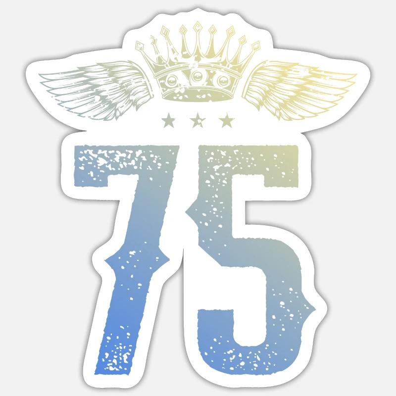75 Number crown - Sticker size S (10 x 10 cm) - white matte