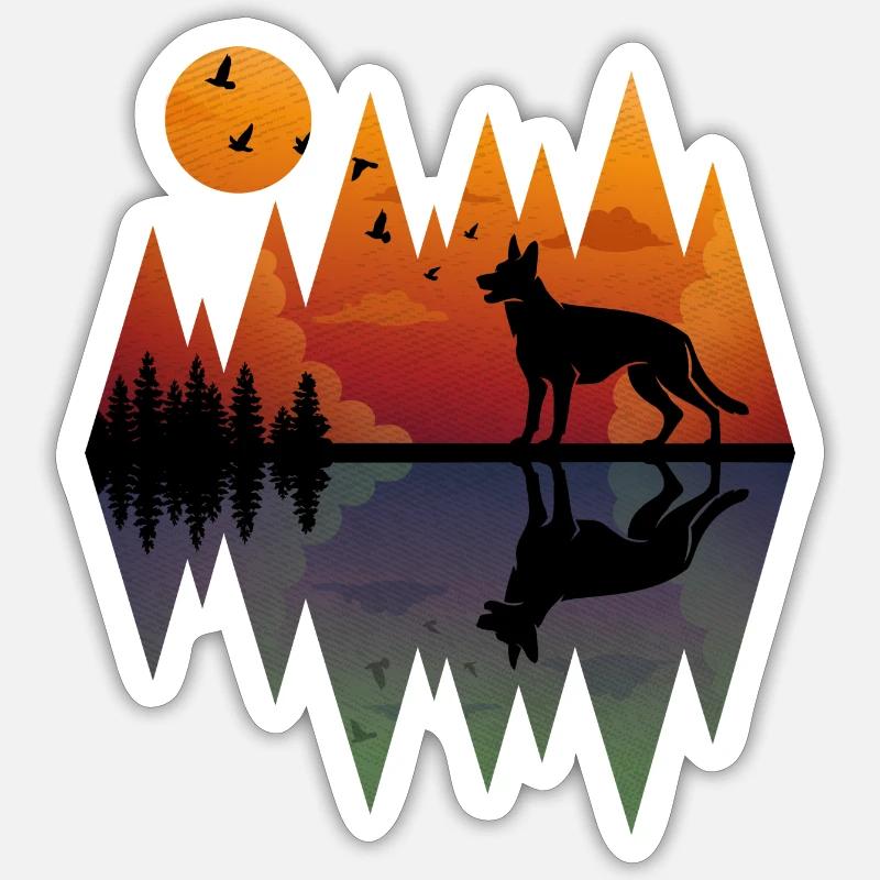 Mountain DSH German Shepherd - Sticker size S (10 x 10 cm) - white matte