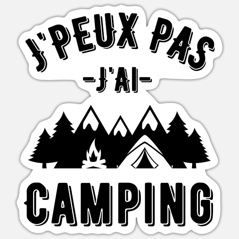 Camping - Sticker taille S (10 x 10 cm) - blanc mat