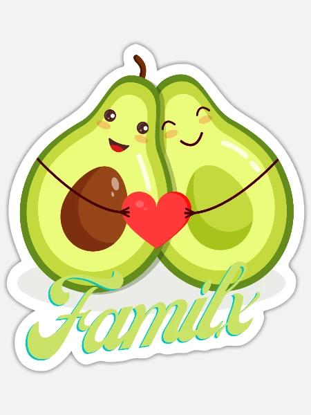 Avocado Family - Sticker Größe S (10 x 10 cm) - Mattweiß