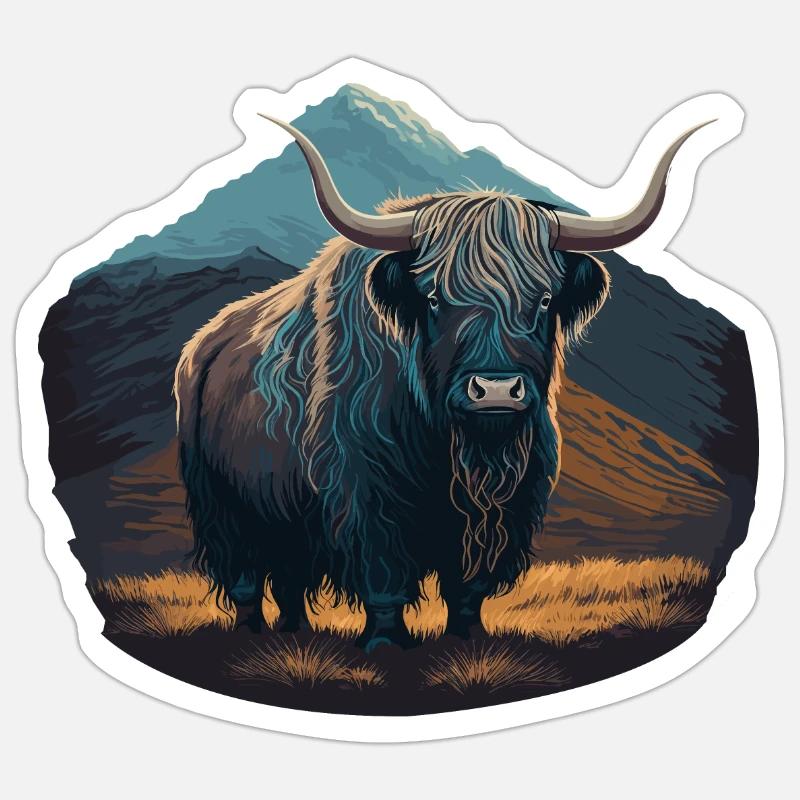 Fourrure de yak - Sticker taille S (10 x 10 cm) - blanc mat