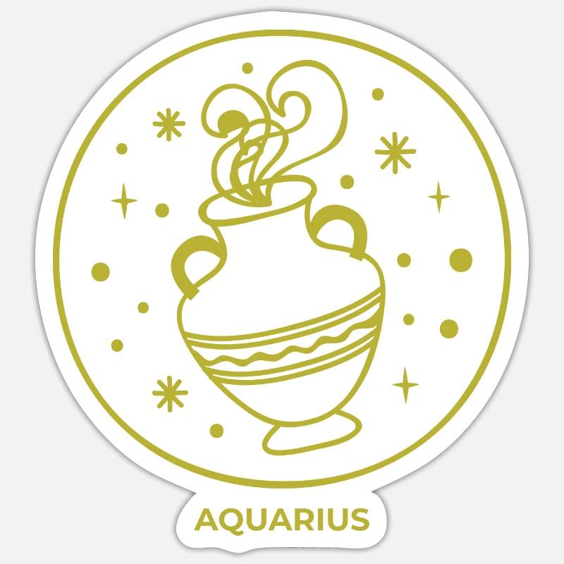 Sternzeichen Wassermann Astrologie Geschenk - Sticker Größe S (10 x 10 cm) - Mattweiß