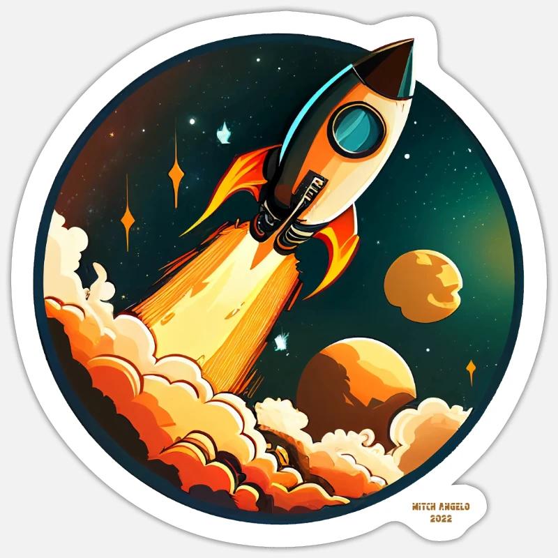 Fusée en route vers l'espace Sticker taille S (10 x 10 cm)