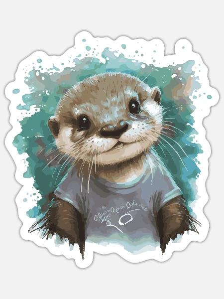 Baby Otter Geschenk Geburt - Sticker Größe S (10 x 10 cm) - Mattweiß