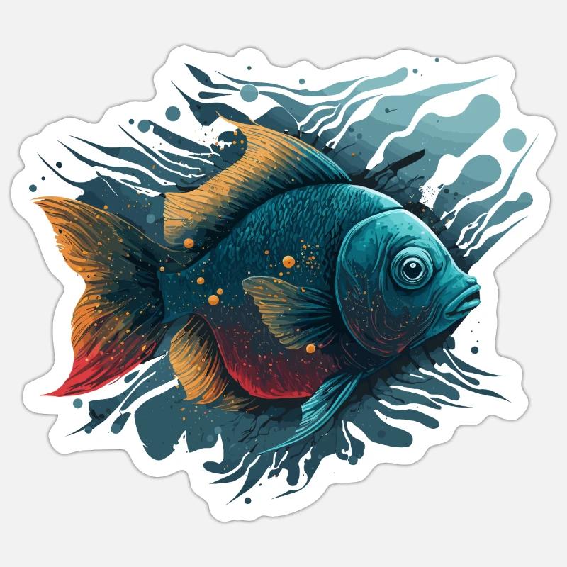 Fisch Illustration - Sticker Größe S (10 x 10 cm) - Mattweiß