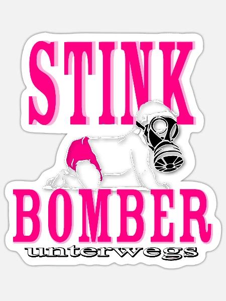 Baby Mädchen rosa Windel - Stinkbomber unterwegs - Sticker Größe S (10 x 10 cm) - Mattweiß
