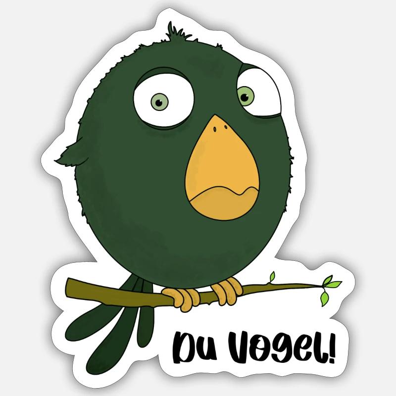 Du Vogel - Sticker Größe S (10 x 10 cm) - Mattweiß
