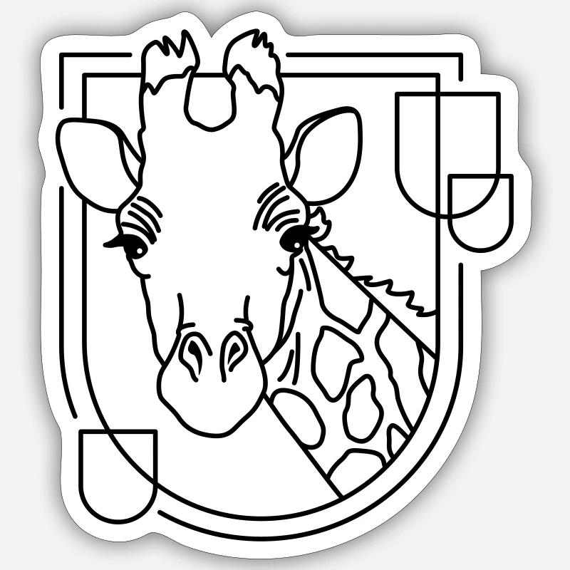 Giraffe in geometrischer Form - Line-Art-Design - Sticker Größe S (10 x 10 cm) - Mattweiß