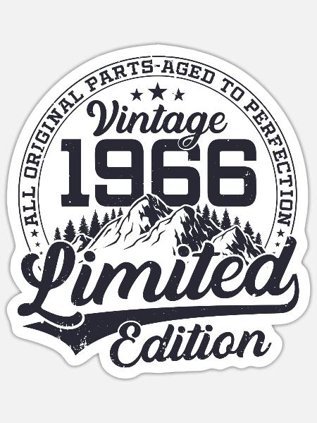 1966 Jahrgang geboren Vintage Geburtstag Geschenk - Sticker Größe S (10 x 10 cm) - Mattweiß
