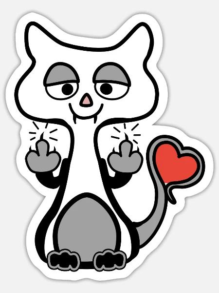 Fuck You Kätzchen - Sticker Größe S (10 x 10 cm) - Mattweiß