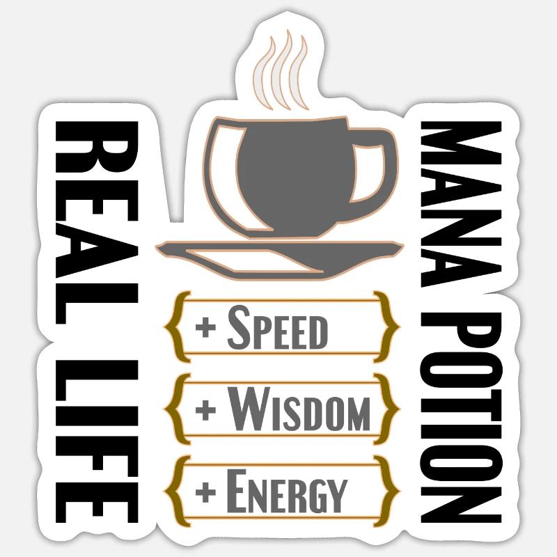 COFFE REAL LIFE MANA POTION - Sticker size S (10 x 10 cm) - white matte