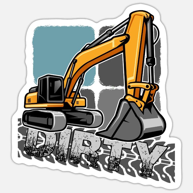 bagger "baggerfahrer gräbt löcher" - Sticker Größe S (10 x 10 cm) - Mattweiß