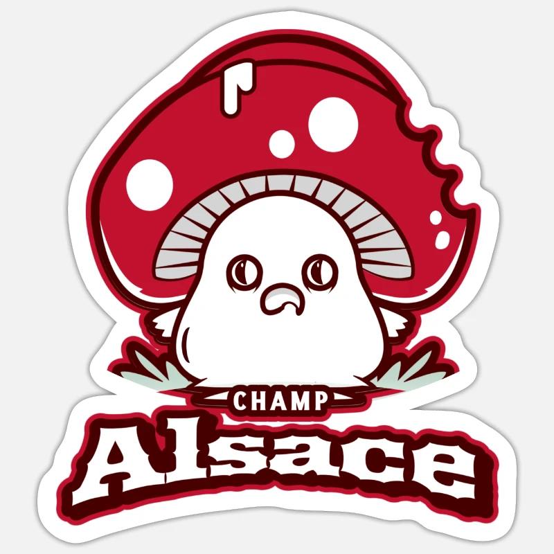 Alsace Champi - Sticker taille S (10 x 10 cm) - blanc mat