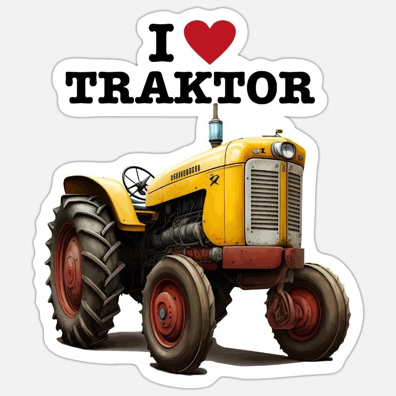 J’ADORE TRACTOR - Sticker taille S (10 x 10 cm) - blanc mat