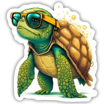 Tortue ancienne - Sticker taille S (10 x 10 cm) - blanc mat - Devant