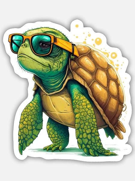Turtle old - Sticker size S (10 x 10 cm) - white matte