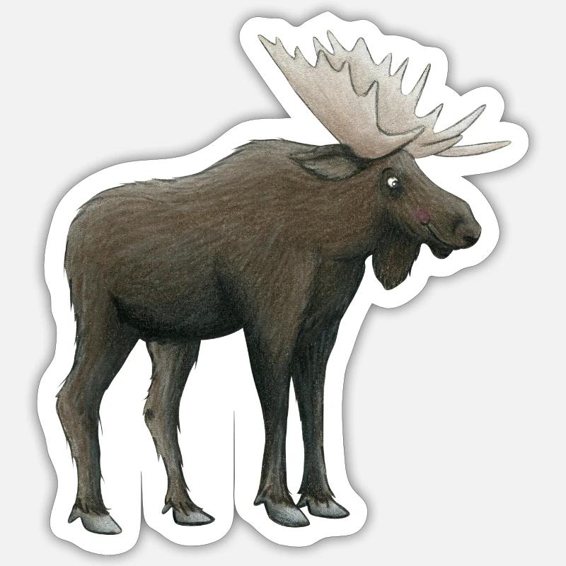 Elch - Sticker Größe S (10 x 10 cm) - Mattweiß