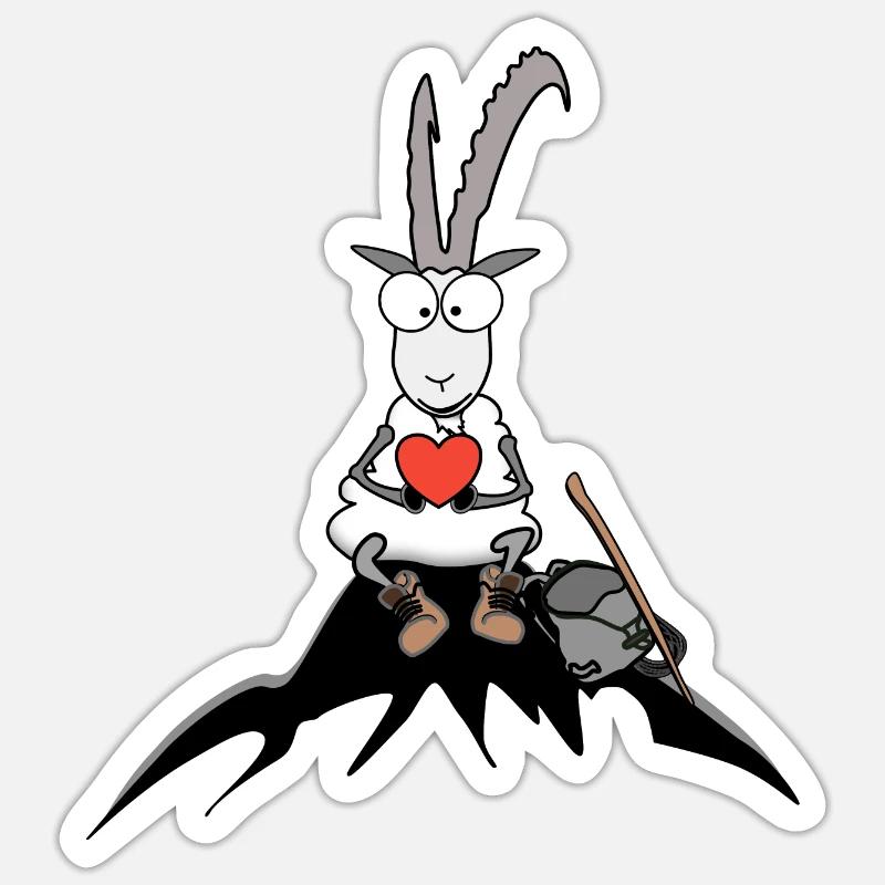 Steinbock mit Herz - Sticker Größe S (10 x 10 cm) - Mattweiß