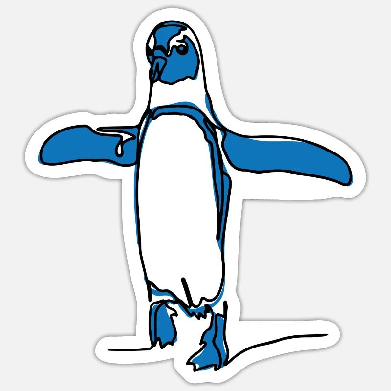 Pingoulin bleu - Sticker taille S (10 x 10 cm) - blanc mat