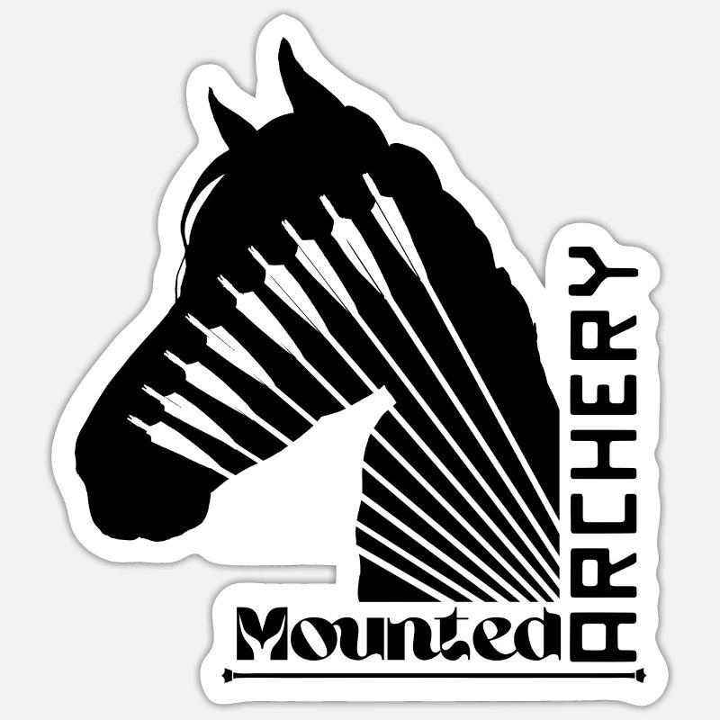 Berittenes Bogenschießen Pferd schwarz - Sticker Größe S (10 x 10 cm) - Mattweiß