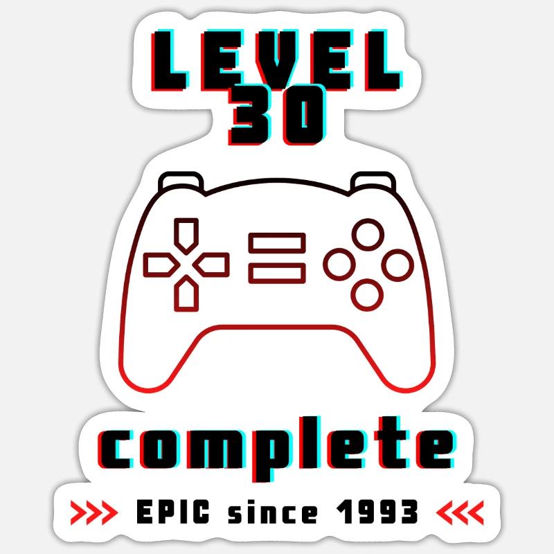 Niveau 30 complet - 30e anniversaire Devise Gaming Sticker taille S (10 x 10 cm)
