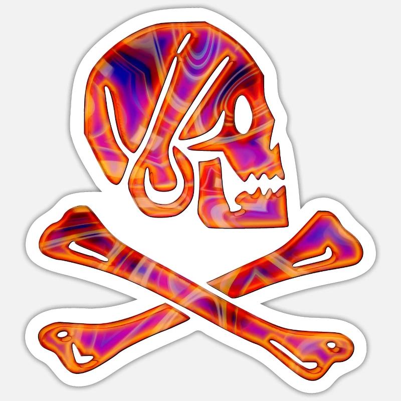 Drapeau pirate Henry Every - Sticker taille S (10 x 10 cm) - blanc mat