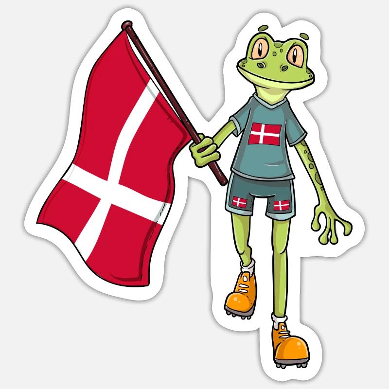 Danemark Fan Frog - Sticker taille S (10 x 10 cm) - blanc mat