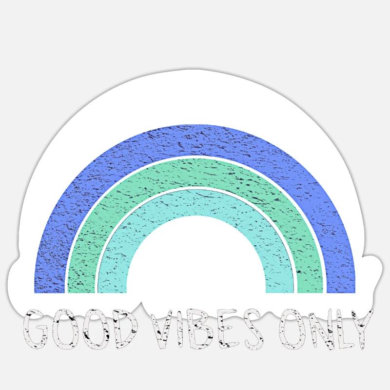 Nur gute Stimmung - blauer Regenbogen Sticker Größe S (10 x 10 cm)