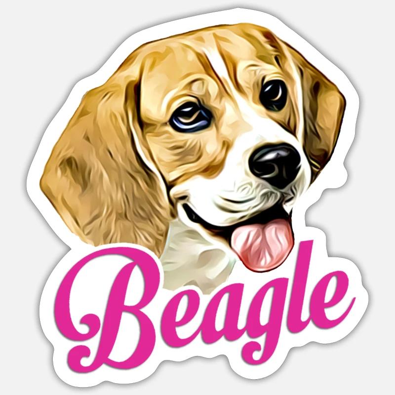 Beagle - Sticker taille S (10 x 10 cm) - blanc mat