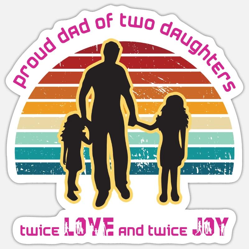 Stolzer Vater von Töchtern - Sticker Größe S (10 x 10 cm) - Mattweiß