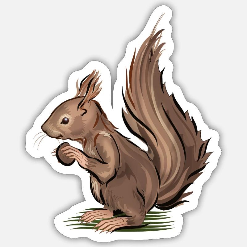 Eichhörnchen - Sticker Größe S (10 x 10 cm) - Mattweiß