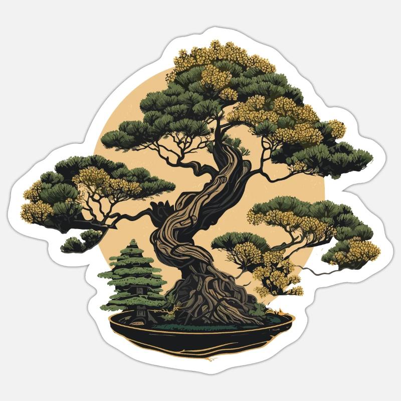 Formschöner Bonsai-Baum - Sticker Größe S (10 x 10 cm) - Mattweiß