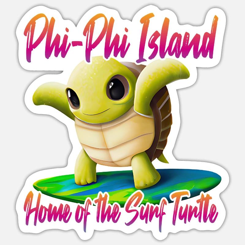 Phi Phi Islands Surf Turtle Sticker Größe S (10 x 10 cm)