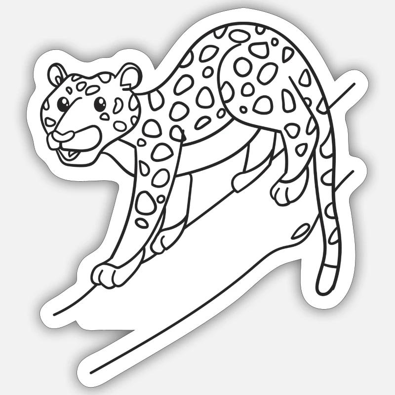 Leopard, Raubkatze, Geschenk, Geschenkidee - Sticker Größe S (10 x 10 cm) - Mattweiß