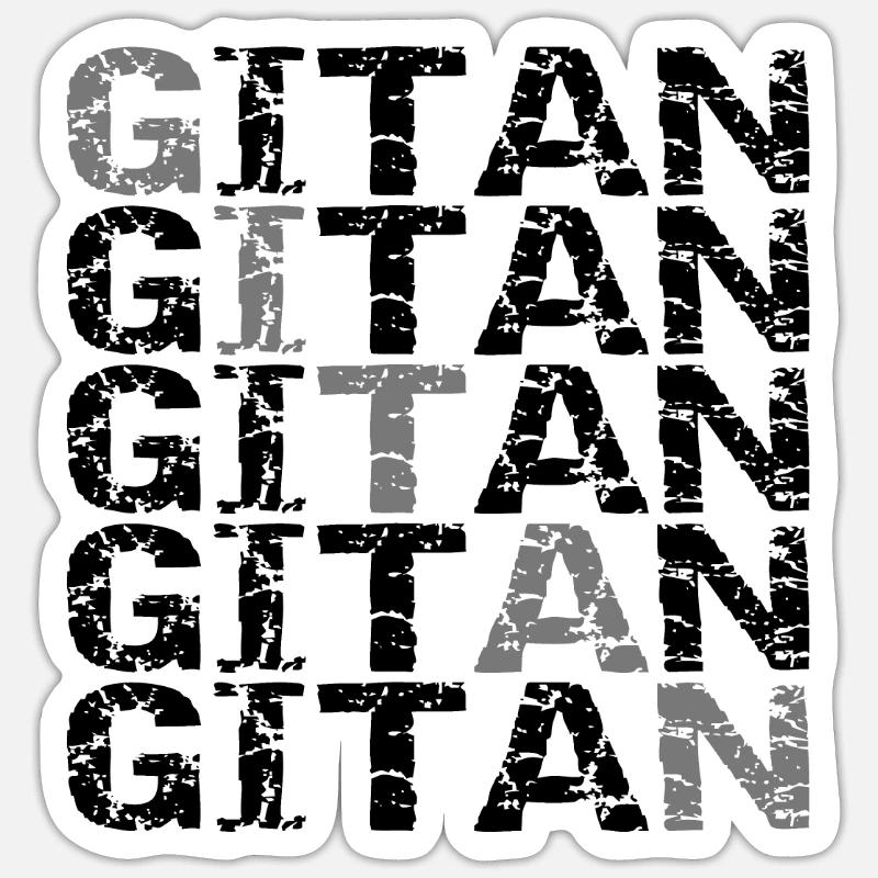 Gitan noir et gris - Sticker taille S (10 x 10 cm) - blanc mat