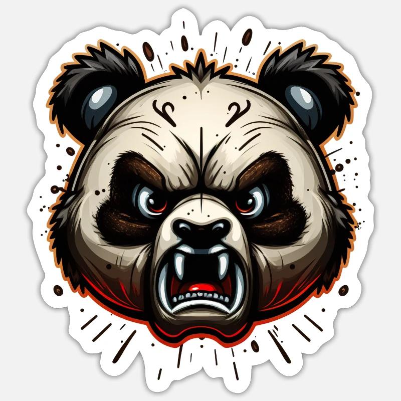 Wütender Panda - Sticker Größe S (10 x 10 cm) - Mattweiß
