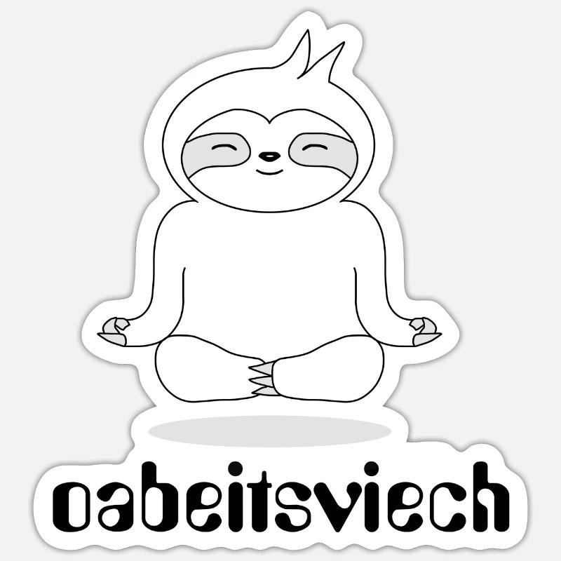 SLOTH - Oabeitsviech - Cheval de trait, jeux de mots - Sticker taille S (10 x 10 cm) - blanc mat