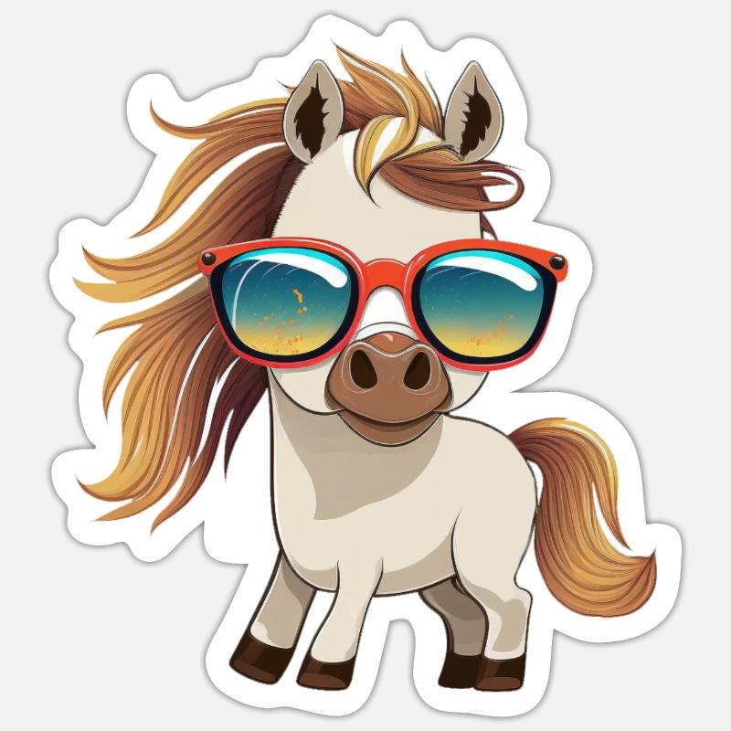 Cheval - Sticker taille S (10 x 10 cm) - blanc mat