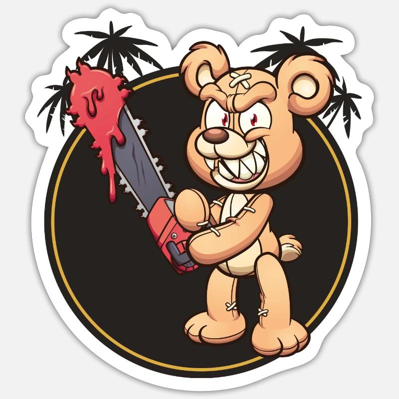 teddy evil 05 - Sticker size S (10 x 10 cm) - white matte